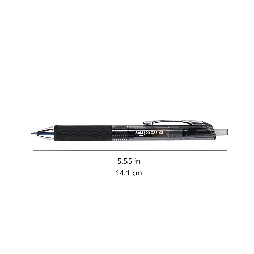 Amazon Basics Retractable Gel Pens, Fine Point 0.7mm, Smooth Writing, Black, No Smudge, School and Office Supplies, 12-Pack - color: Black