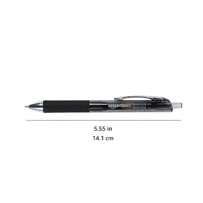 Amazon Basics Retractable Gel Pens, Fine Point 0.7mm, Smooth Writing, Black, No Smudge, School and Office Supplies, 12-Pack - color: Black