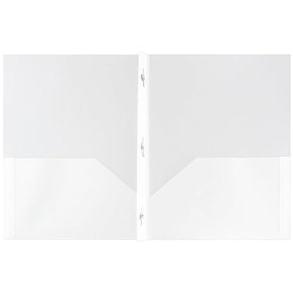 JAM PAPER Plastic 2 Pocket POP Folders - Durable School Folders with Metal Prongs Fastener Clasps - Clear - 24/Pack - color: Clear, size: 24 Per Pack