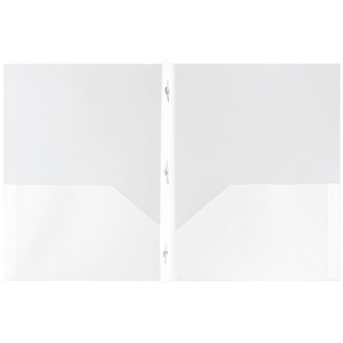 JAM PAPER Plastic 2 Pocket POP Folders - Durable School Folders with Metal Prongs Fastener Clasps - Clear - Bulk 48/Pack - color: Clear, size: 48 Per Pack