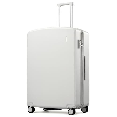 Hanke Expandable 28 Inch Luggage with Spinner Wheels, Hard Shell Large Suitcases with Wheels Checked Luggage for Travel, Rolling Suitcase for Woman & Men with TSA Lock(Smoke White) - color: Smoke White, size: 28 Inch EXT