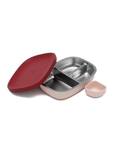 Lalo Bento Box - BPA-Free, Leak-Proof, Dishwasher Safe, Easy to Open & Clean Silicone & Stainless Steel Lunch Box For Kids, Portable for Daycare or Travel - Berry & Cream - color: Berry & Cream