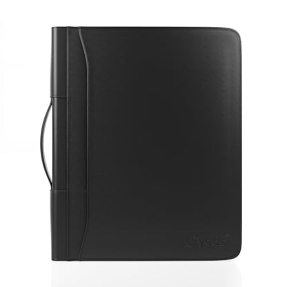 Yodo Zipper Padfolio Portfolio Binder Organizer PU Leather Portfolio for Resume, Legal Documents, Tablet, Business Supplies and Cards,3-Ring Binder with Handle, Notepad Folder for Men & Women