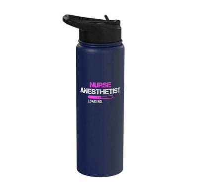 nurse anesthetist loading - future crna nursing student Stainless Steel Insulated Water Bottle - color: Navy Blue