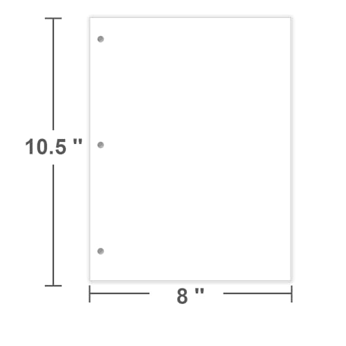 3-Hole Punched Blank Paper - 100 Sheets/200 Pages Loose Leaf Papers, 100 GSM, Paper Refills for Large Leather Journal/Filofax Binders, 8" x 10.5" - size: 8" x 10.5", style: 1-Pack