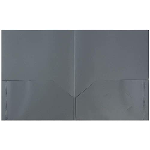 JAM PAPER Plastic 2 Pocket POP Folders - Durable School Folders - Grey - 6/Pack - color: Grey, size: 6 Per Pack