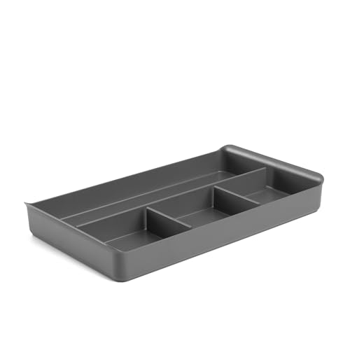 Poppin Drawer Organizer - Filing Drawer Organizer with 4 Compartments, File Cabinet Organizer fits ONLY Stow File Drawers, Sturdy Plastic, Multiple Colors Available (Dark Gray) - color: Dark Gray