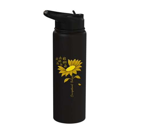 Occupational Therapy Sunflower OTA Occupational Therapist Stainless Steel Insulated Water Bottle - color: Black