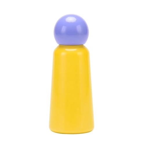 350ML/12oz Creative and Cute Stainless Steel Insulated Cup, Student Portable Outdoor Sports Water Bottle - Purple and Yellow Edition - 350ML - color: Purple and Yellow Style