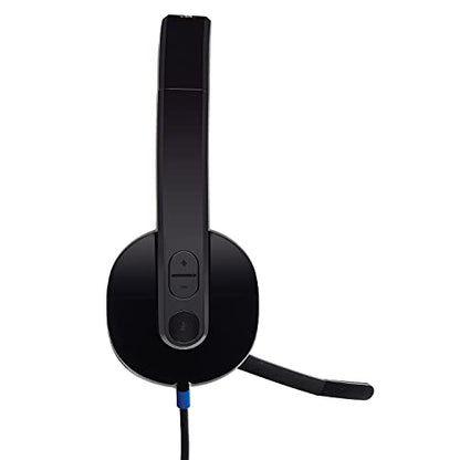 Logitech High-Performance USB Headset H540 for Windows and Mac, Skype Certified,Color-Black. | USB-a Plug-and-Play, Noise-Canceling Mic, On-Ear Volume and Mute Controls with Mute Light, Padded Leatherette Comfort