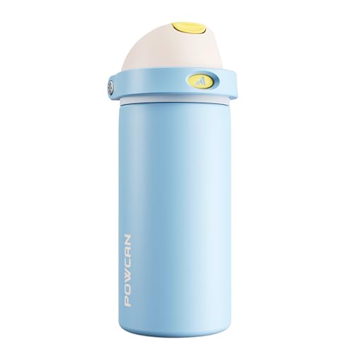 POWCAN 18 oz Metal Water Bottle: 2-in-1 Push-Button Spout & Quick-Flip Straw, Leakproof, Cold 24Hrs, Fits Car Cup Holder, Insulated Cup for Sports, School, Trip, Gift for Women, Girls (Glass Slipper) - color: Glass Slipper, size: 18 Ounces