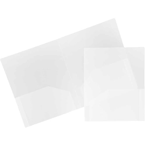JAM PAPER Heavy Duty Plastic 2 Pocket Extra Tough School Folders - Clear - 3/Pack - color: Clear, size: 3 Per Pack