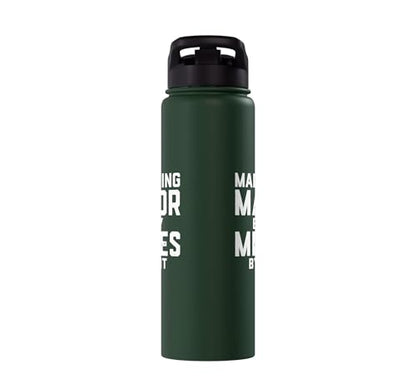 Marketing Major By Day Memes By Night Marketer Joke Student Stainless Steel Insulated Water Bottle - color: Dark Green