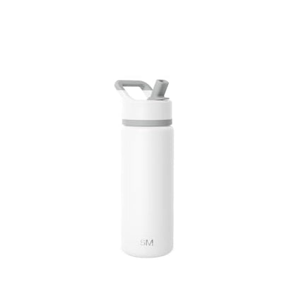 Simple Modern Kids Water Bottle with Straw Lid Vacuum Insulated Stainless Steel Metal Thermos Bottles | Reusable Leak Proof BPA-Free Flask for School | Summit Collection | 18oz, Winter White Mix - color: -Winter White Mix, style: 18oz
