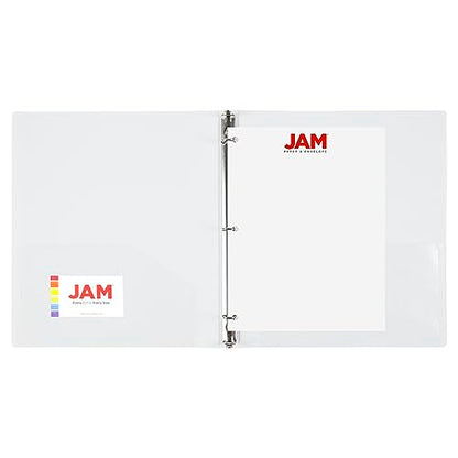 JAM PAPER Plastic 0.5 inch Binder - White 3 Ring Binder - Sold Individually - color: White, size: 0.5 inch