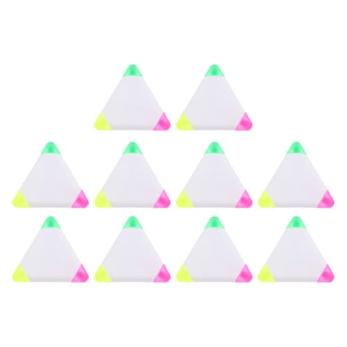 10pcs Triangular Highlighter Marker Pens for Smooth Writing and Smudge Prevention, Multicolored Fluorescent Pens Made of Plastic, for School, Book Reading, and Planner Use