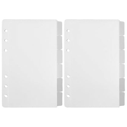 2 Pack A6 Pocket Dividers for 6 Ring Binder with 6 Tabs, Clear Side Open Organizer Sleeves for Cash, Cards, Photos - size: A6