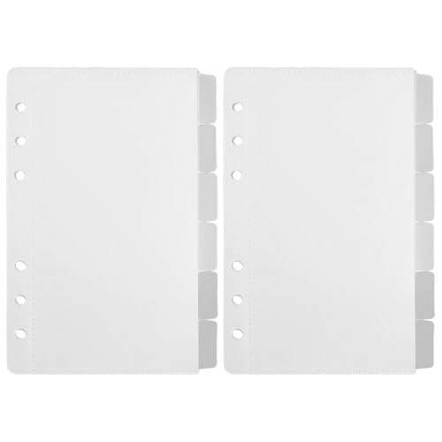 2 Pack A6 Pocket Dividers for 6 Ring Binder with 6 Tabs, Clear Side Open Organizer Sleeves for Cash, Cards, Photos - size: A6