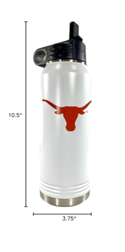 University of Texas at Austin 32oz Stainless Steel Double Walled White Beverage Bottle with Flip Straw Spout - College Gear for Playoff Season – For Office, Home or Auto – Show your Longhorn Pride - style: Texas / White