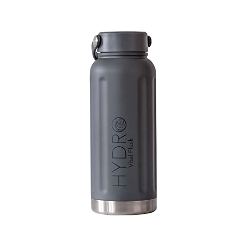 24oz Stainless Steel Insulated Water Bottle, Keep 24H Cold, Leak-Proof Wide Mouth Lids, BPA-Free Bottles, Mens Water Bottle for Gym, Hiking, Travel -Gray - color: Gray-Handle Lid, size: 24 Ounces