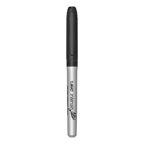 BIC Intensity Black Permanent Markers, Fine Point, 24-Count Pack of Black Markers With Non-Slip Grip for Comfort and Control