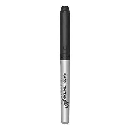 BIC Intensity Black Permanent Markers, Fine Point, 24-Count Pack of Black Markers With Non-Slip Grip for Comfort and Control