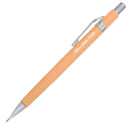 Pentel P205-97C Mechanical Automatic Pencil - Pastel Floral Range - Single + 12 Hi-Polymer HB 0.5mm Refill Leads + Z2-1N Eraser Refills Tube of 4 (Pastel Orange) - color: Pastel Orange