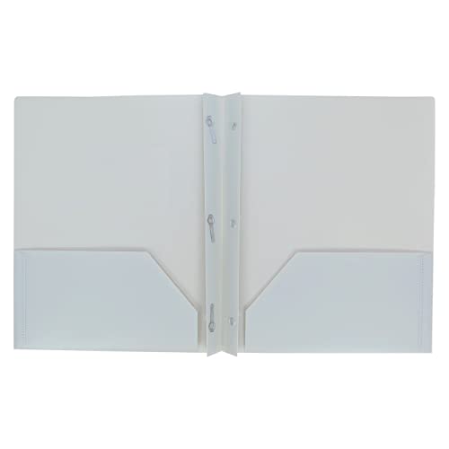 Plastic Folders with Pockets and Prongs, Grey, Letter Size - color: Grey