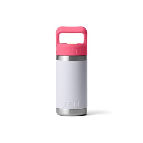 YETI Rambler Jr. 12 oz Kids Bottle, with Straw Cap - color: Mist/Pink/Grasshopper