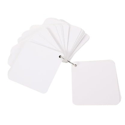 200pcs Blank Flash Cards Index Notecards Metal Binder Ring for Home School Classroom Boys and Girls - size: 9.8X9.8X0.01CM