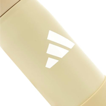 adidas Stainless Steel Metal Water Bottle 20 oz (600 mL) Straw Lid - color: Warm Vanilla Yellow/Crystal Sand Beige/White/2