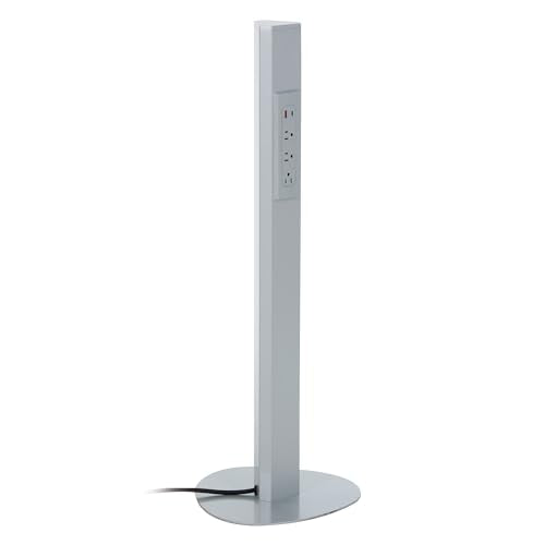 Office Star Power Anywhere Freestanding Station for USB Type-A and C, and 3 A/C Outlets, Silver