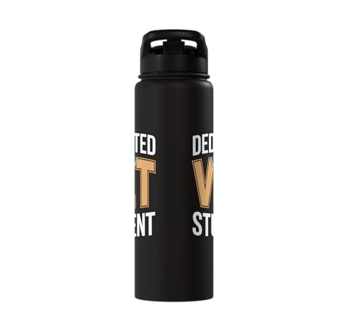 Dedicated Vet Student Veterinary School Stainless Steel Insulated Water Bottle - color: Black