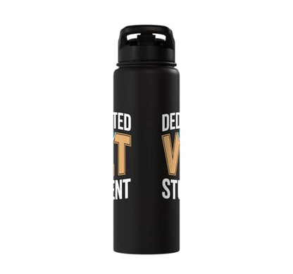 Dedicated Vet Student Veterinary School Stainless Steel Insulated Water Bottle - color: Black