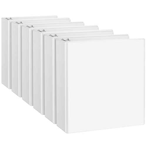 CIXILDTS 2 Inch D Ring Binders, 3 Ring Binder Fit US Letter Size Paper, 2" Slant D Ring View Binder with 2 Pocekts, 6-Pack, White - color: White, size: 2", style: 6-Pack