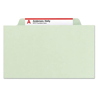 Smead Pressboard Classification File Folder with SafeSHIELD Fasteners, 1 Divider, 2" Expansion, Letter Size, Gray/Green, 10 per Box (13776) - color: Gray/Green