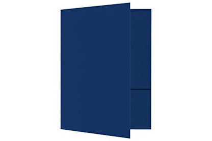 LUXPaper 9" x 12" Presentation Folders | Two Pocket | Navy Blue | 100lb. Cover | 10 Qty - color: Navy