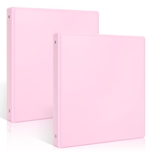 SKYDUE 3 Ring Binder 2 Pack, 1 Inch Clear View Binders with 2 Interior Pockets（Fit 8.5x11 Inches）, Round Ring Binder for Office & School Supplies Organize, Pink - color: Pink & Pink, size: 1 inch