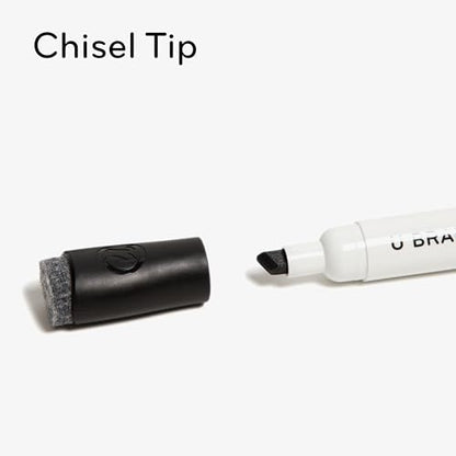 U Brands 드라이 지우개 마커, 파인 팁 화이트보드 마커, 끌 팁, 적은 냄새, 지우개 캡이 있는 블랙 드라이 지우개 마커 세트, 사무실 학교 교실 용품, 12개입 - color: 블랙.