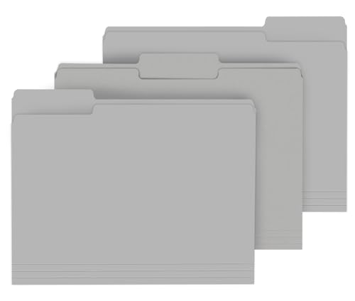 File Folder, PANDRI 120 Pack File Folder, 1/3 Cut Tab, Letter Size, Filing Folder for Office School Business, Grey - color: Grey