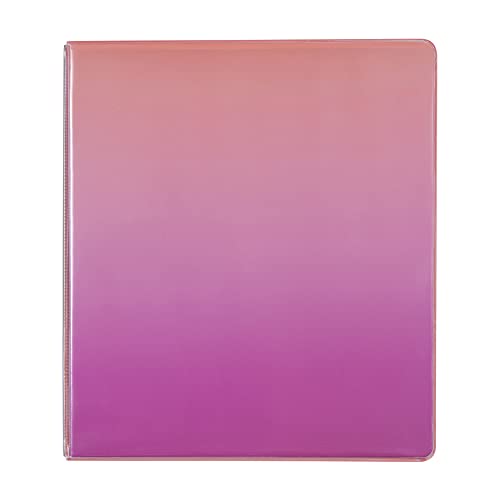 Yoobi 3 Ring Coral Ombre Binder - 1 Inch Binder with Round D Rings and 2 Pockets, Durable, PVC-Free Organizer with 220 Sheets Capacity, FSC Certified Packaging and Paper - color: Coral Ombre, size: 1 Inch, style: Binder