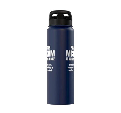 MCAT exam funny pre medical student Stainless Steel Insulated Water Bottle - color: Navy Blue