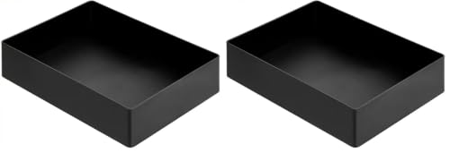 Amazon Basics Rectangular Plastic Desk Organizer with Storage Trays, Accessory Tray for Office Supplies and Pen Holder, 9.4 x 6.7 x 2 inch, Black (Pack of 2) - size: 9.4" x 6.7" x 2" (Pack of 2)
