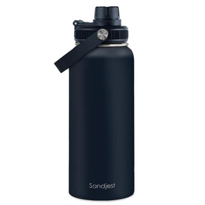 Insulated Stainless Steel Water Bottle 32oz, Vacuum Chug Lid Travel Tumbler for Men Friends Dad Brothers, Birthday Christmas Fathers Day (Navy) - color: Solid Color 5