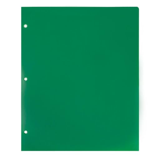 JAM PAPER Heavy Duty Plastic 3 Hole Punch Pocket Folders - Extra Tough School Folders - Green - 3/Pack - color: Green, size: 3 Per Pack