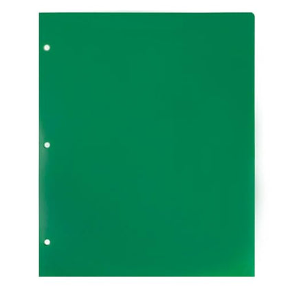 JAM PAPER Heavy Duty Plastic 3 Hole Punch Pocket Folders - Extra Tough School Folders - Green - 3/Pack - color: Green, size: 3 Per Pack