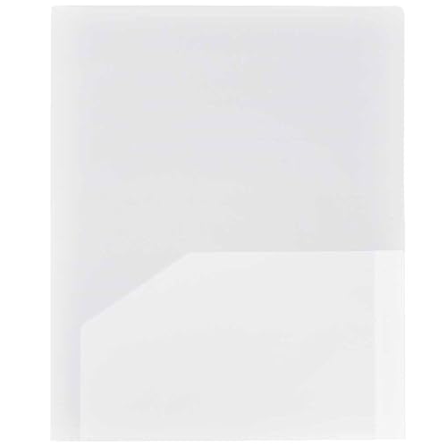 JAM PAPER Heavy Duty Plastic 2 Pocket Extra Tough School Folders - Clear - 3/Pack - color: Clear, size: 3 Per Pack