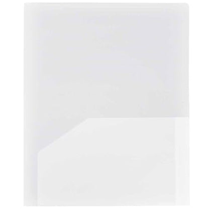 JAM PAPER Heavy Duty Plastic 2 Pocket Extra Tough School Folders - Clear - 3/Pack - color: Clear, size: 3 Per Pack
