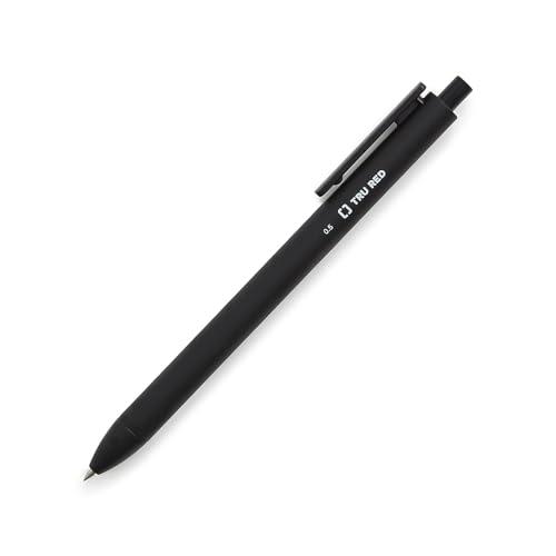 STAPLES TRU RED Retractable Gel Pens, Fine Point 0.5mm, Black Ink, 5 Pack – Quick‑Dry Pens for Precise, Smear‑Free Writing - color: Black, size: 5 Pack, style: Fine Point