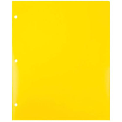 JAM PAPER Heavy Duty Plastic 3 Hole Punch Pocket Folders - Extra Tough School Folders - Yellow - 3/Pack - color: Yellow, size: 3 Per Pack